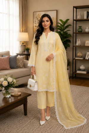 3 Piece Embroidered Suit