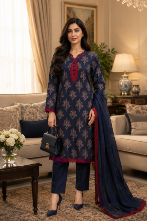 3 Piece Embroidered Suit