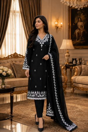 3 Piece Embroidered Suit